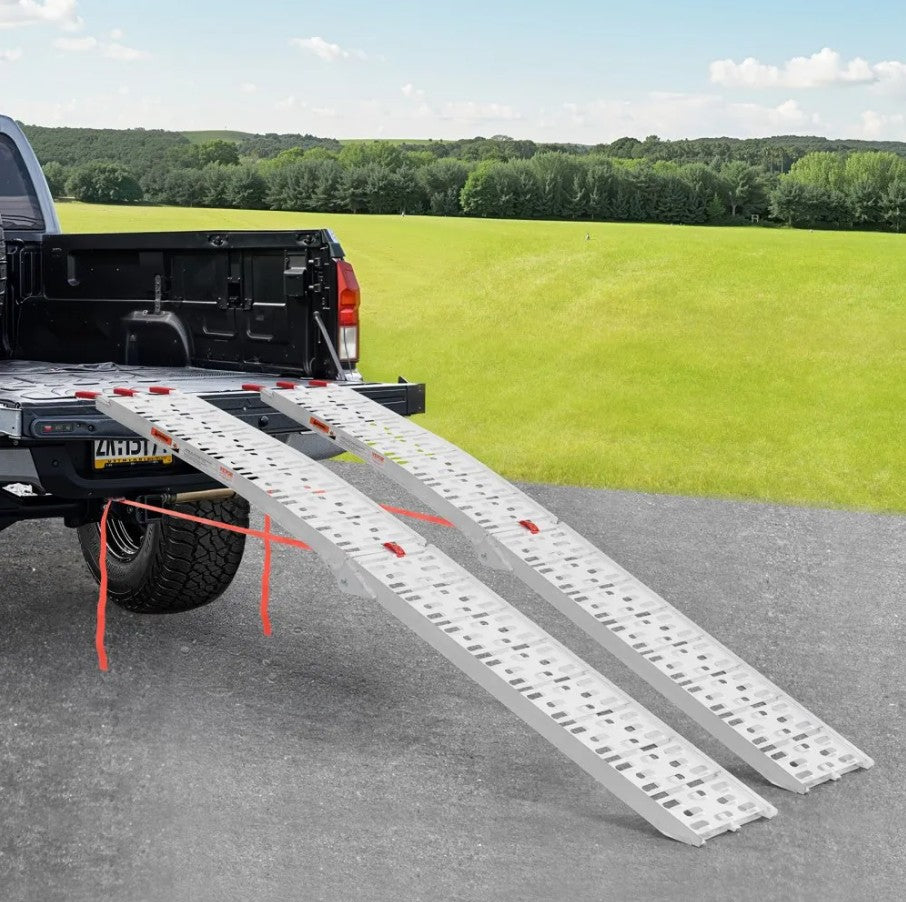 Vevor Aluminum Loading Ramps 1500 Lbs Capacity 2-Pcs Foldable with Handles and Straps New