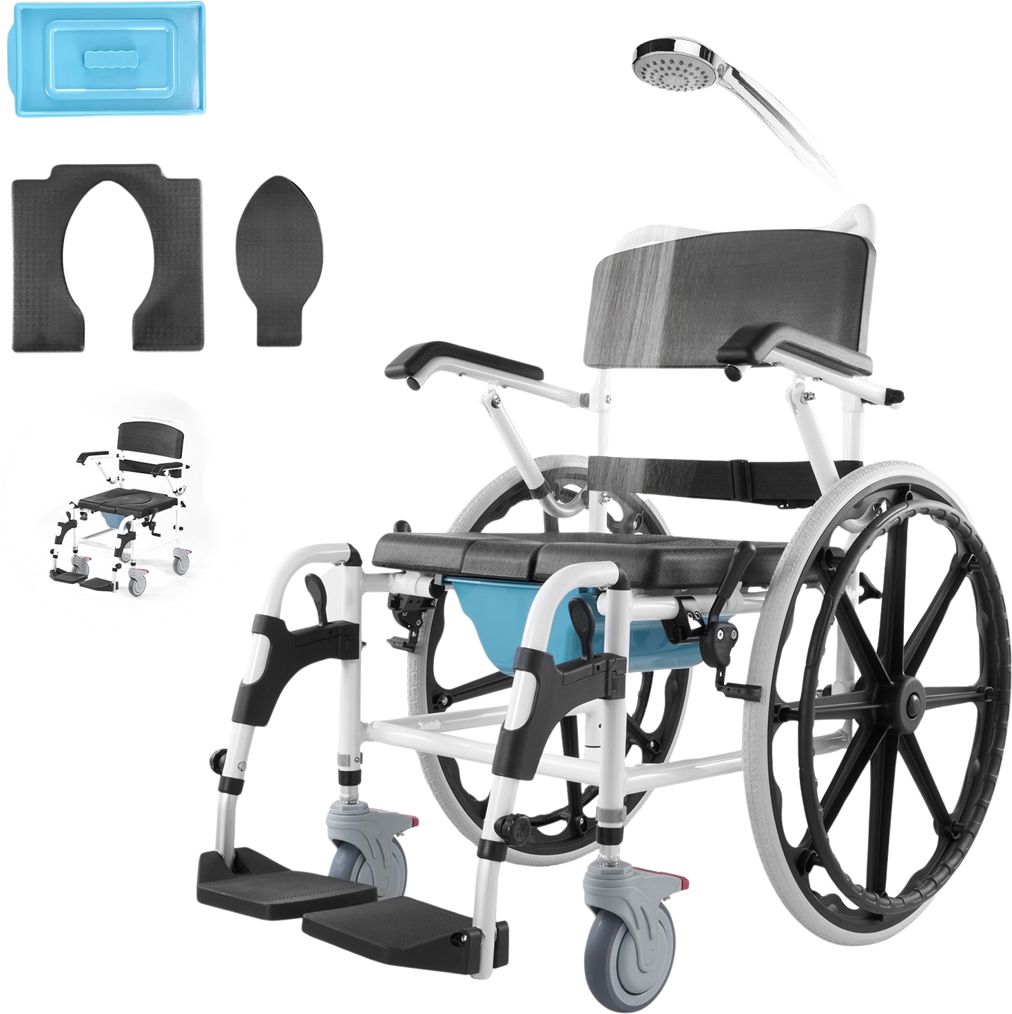 Vevor Shower Wheelchair with Commode Opening 17.5