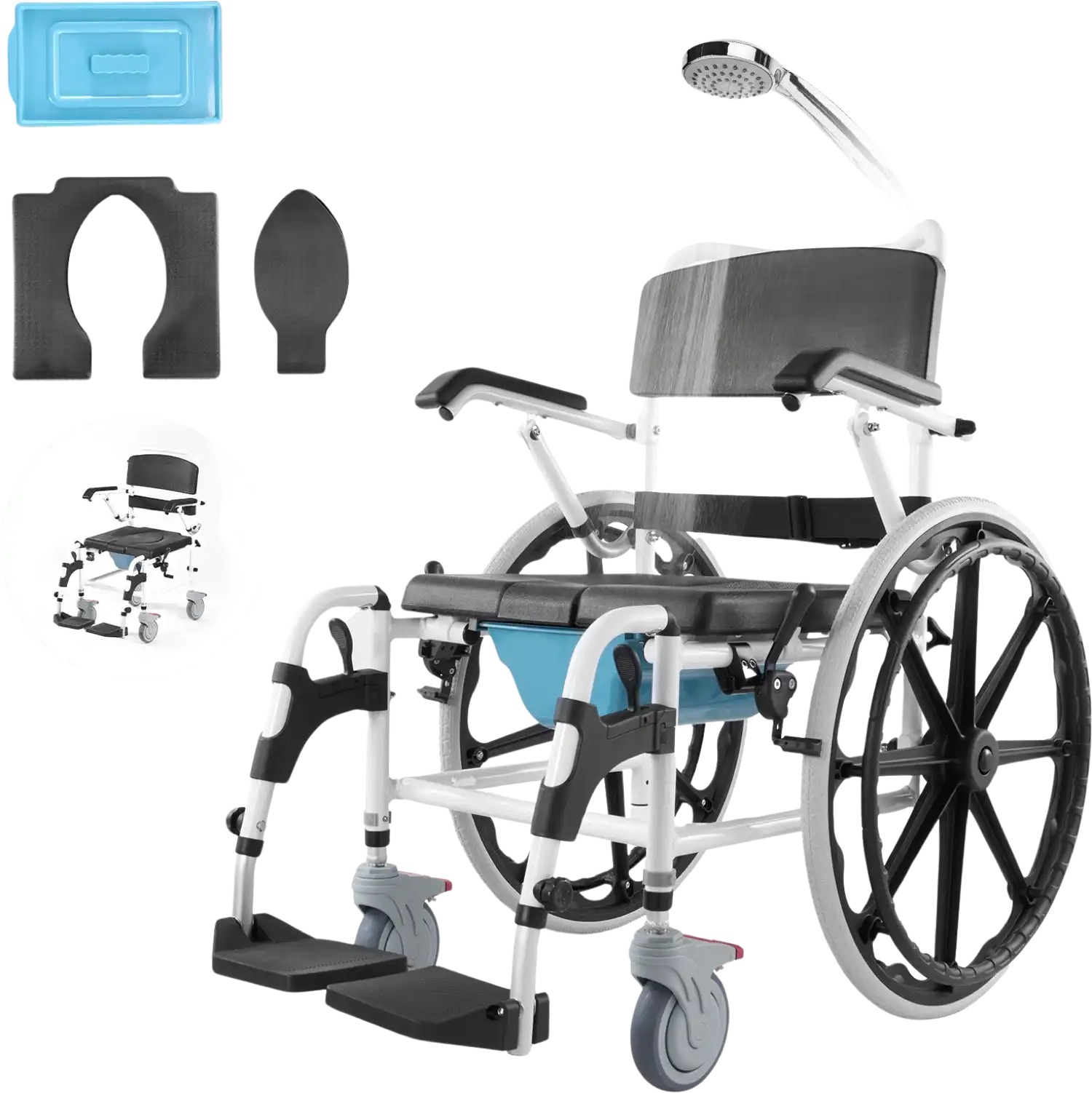 Vevor Shower Wheelchair with Commode Opening 17.5