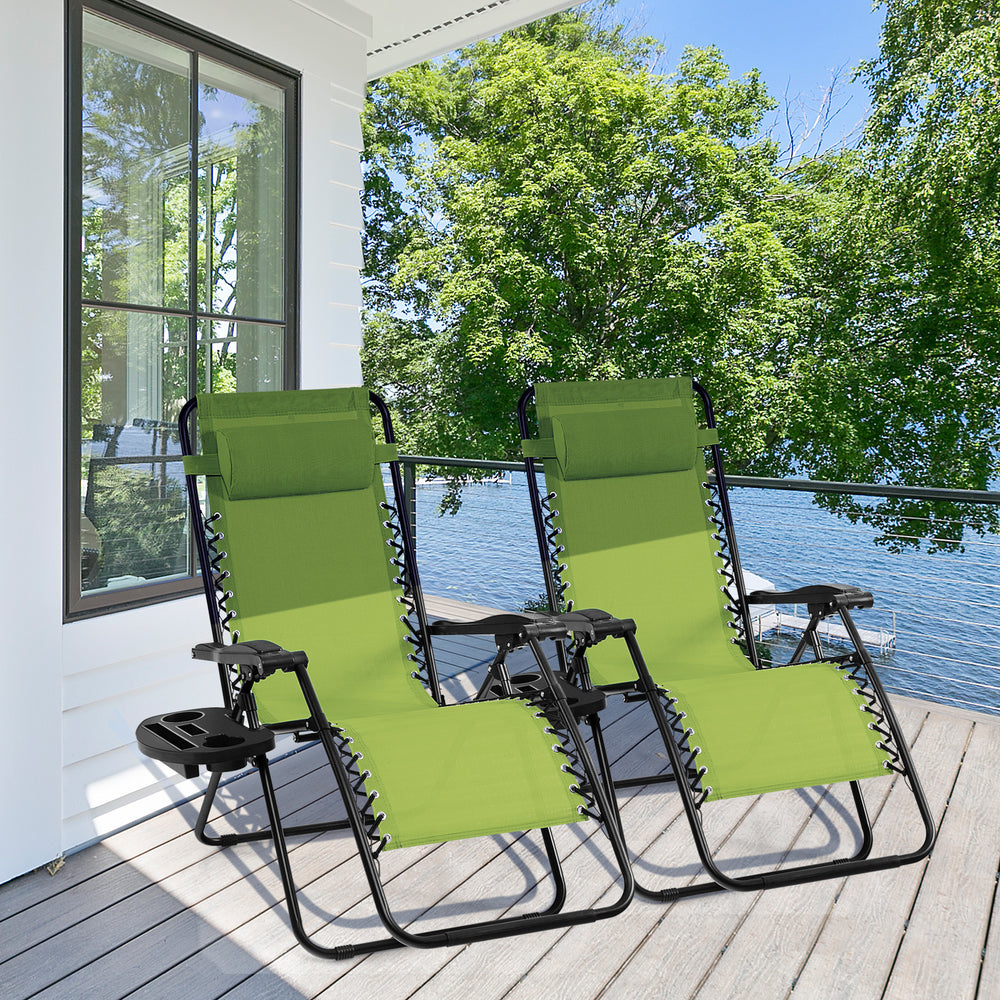 Outdoor Folding Zero Gravity Reclining Lounge Chair-Green - Gallery View 1 of 9