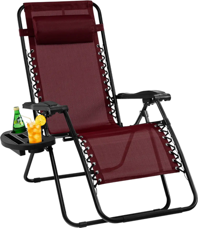 Costway Outdoor Folding Zero Gravity Reclining Lounge Beach Chair 31806475 New