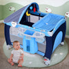 Foldable Baby Crib Playpen with Mosquito Net and Bag-Blue - Gallery View 1 of 10