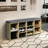 10-Cube Organizer Shoe Storage Bench with Cushion for Entryway-Beige - Gallery View 1 of 12