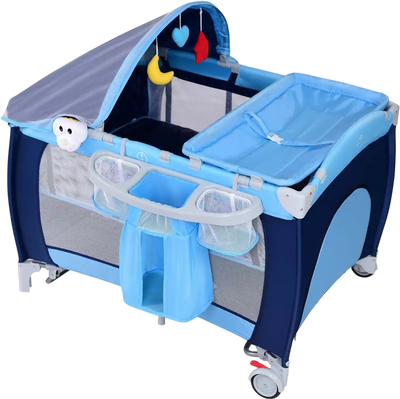 Costway 3-in-1 Foldable Baby Crib Playpen w/ Mosquito Net Carry Bag 52763490 New
