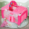 Foldable Baby Crib Playpen with Mosquito Net and Bag-Pink - Gallery View 1 of 12