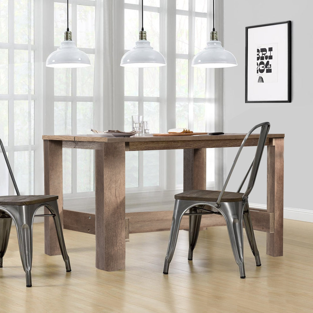 Counter height dining table with wood grain finish, solid construction, ideal for dining room or kitchen use.