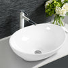 Oval ceramic vessel sink with popup drain design, perfect for modern bathroom upgrades and aesthetic appeal.