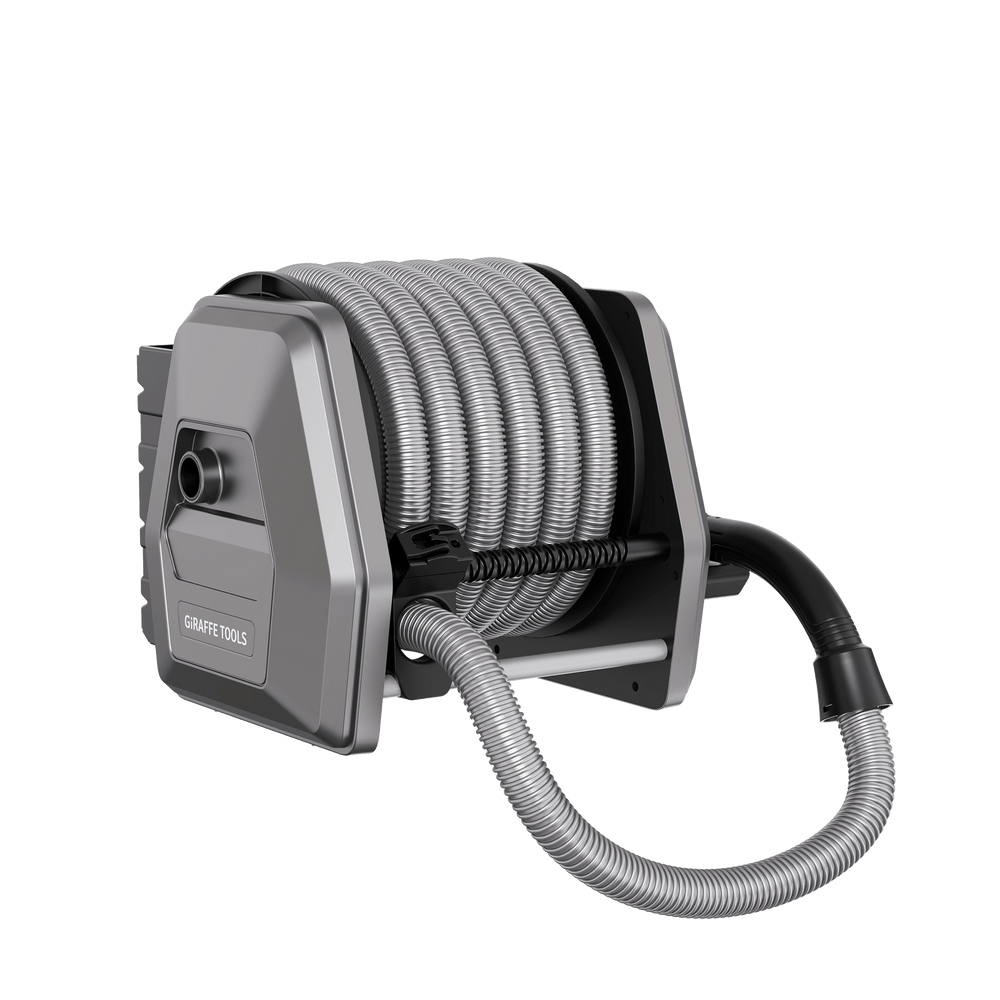 Giraffe Tools Retractable Vacuum Extension Hose Reel 1-1/4 in 30 ft Light Grey New
