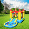 Inflatable kids slide bounce house with water slide and splash pool, perfect for outdoor fun and exercise in the garden.