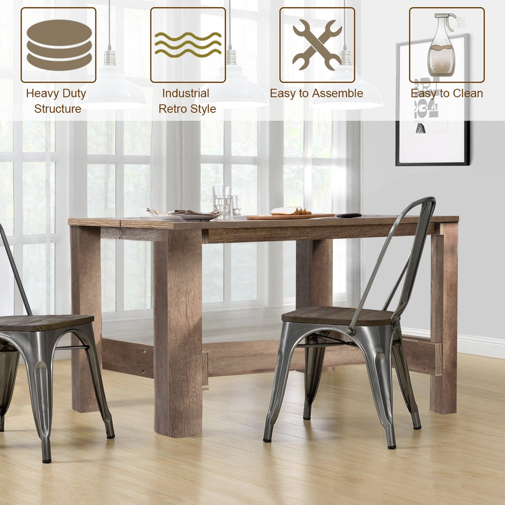 Counter height dining table with a solid wood grain desktop, ideal for dining rooms and kitchens, easy to clean and.
