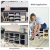 Shoe storage bench with cushion, featuring 10 cubes and adjustable shelves, perfect for entryway organization.