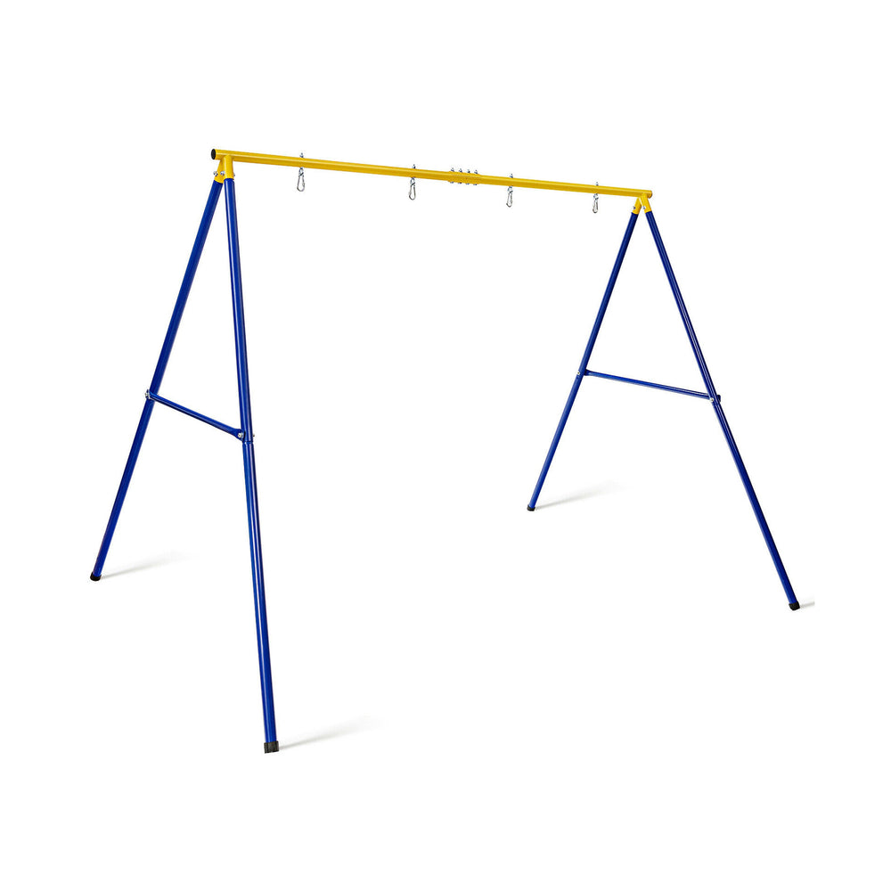 Extra-large A-shaped swing stand in yellow, made of high-grade steel, supports 660 lbs, ideal for various swings.