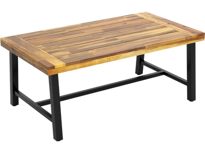 Costway Acacia Wood Coffee Table Metal Legs 687243159 New