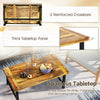 Acacia wood coffee table showcasing a thickened panel and reinforced crossbars for added durability and support.