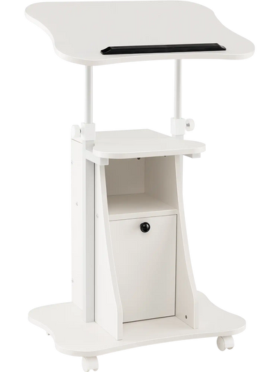 Costway Adjustable Mobile Standing Desk Cart Tilt Desktop Cabinet 95684713 New