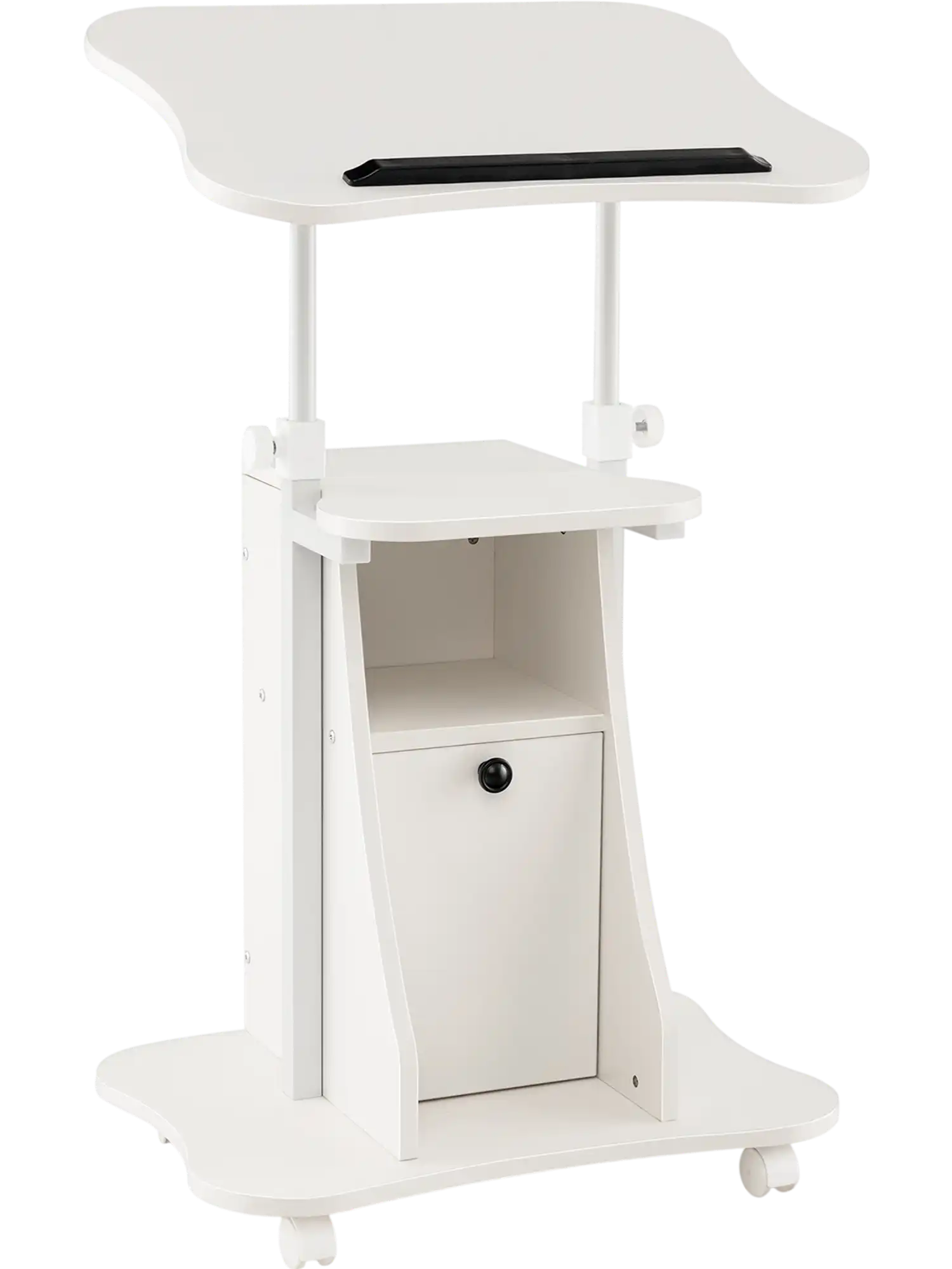 Costway Adjustable Mobile Standing Desk Cart Tilt Top Cabinet 95684713 New