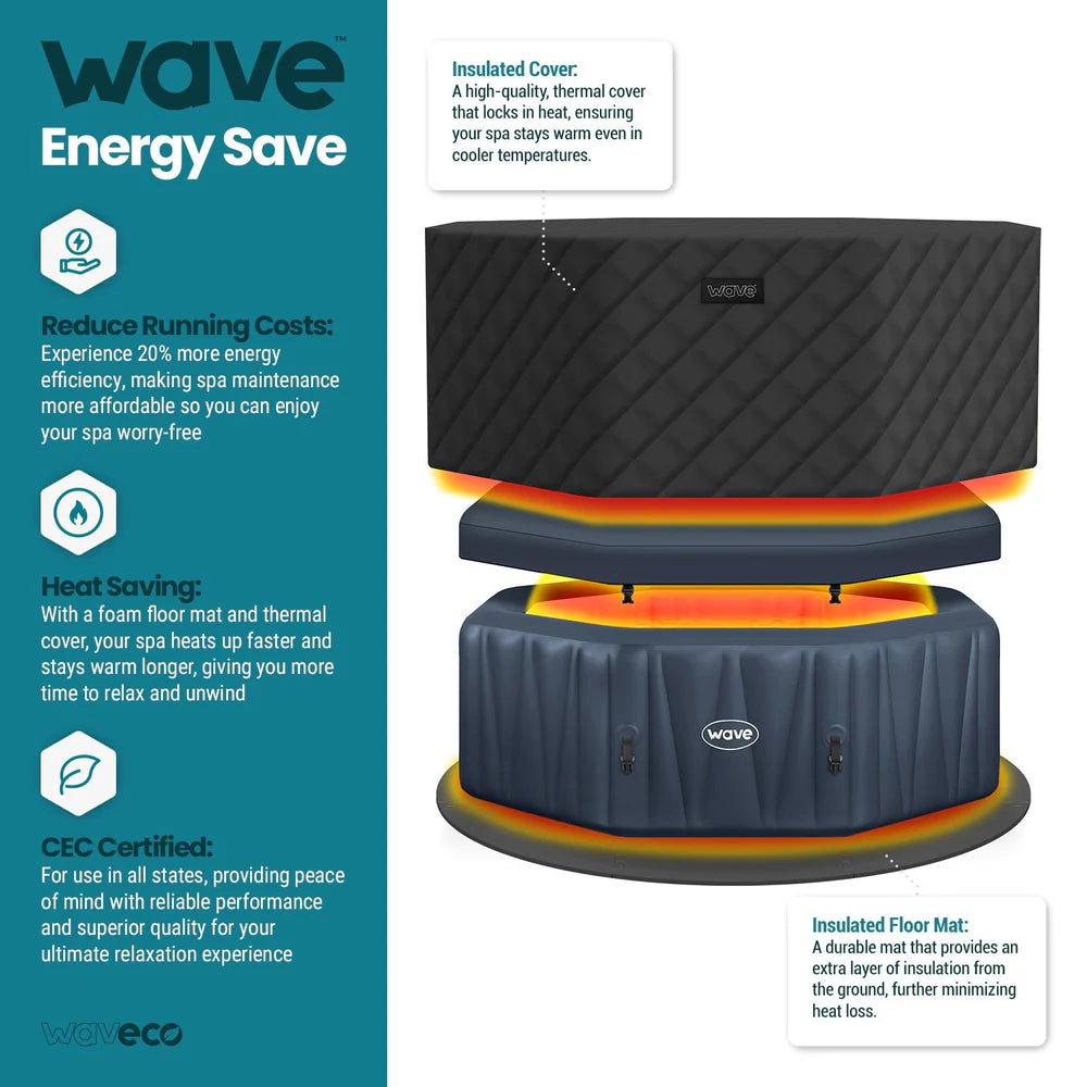 Wave Aegean Inflatable Hot Tub 6-Person Octagonal with Integrated Heater New