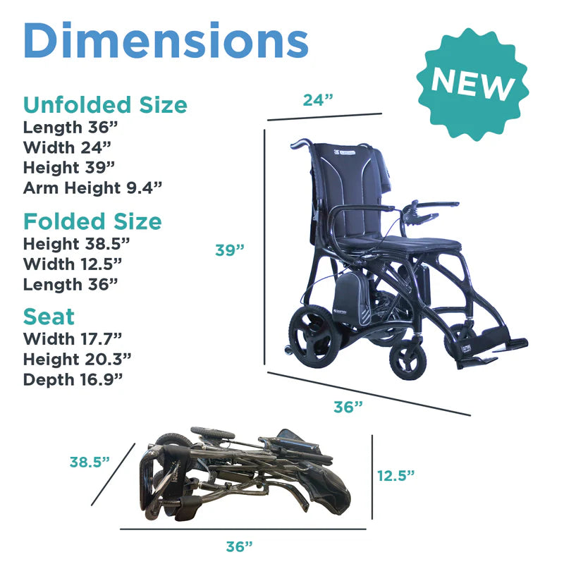 Journey Air Elite Max Folding Power Chair 3.7 MPH 19.8 Mile Range 12Ah 150W 08642MAX New