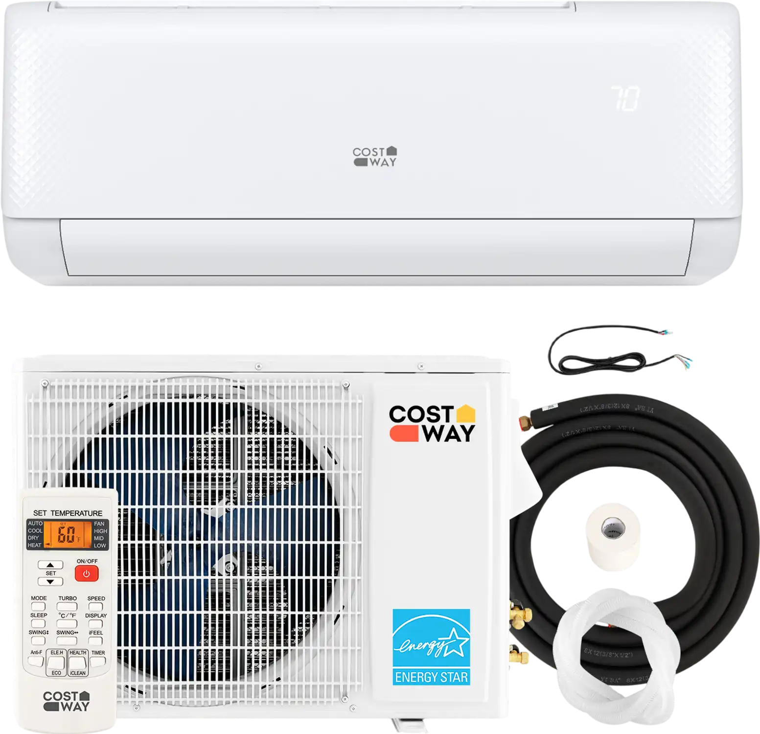 Costway Airtural 18,000 BTU 21 SEER2 Ductless Mini Split Air Conditioner Heater 208-230V Energy Star 29843657 New