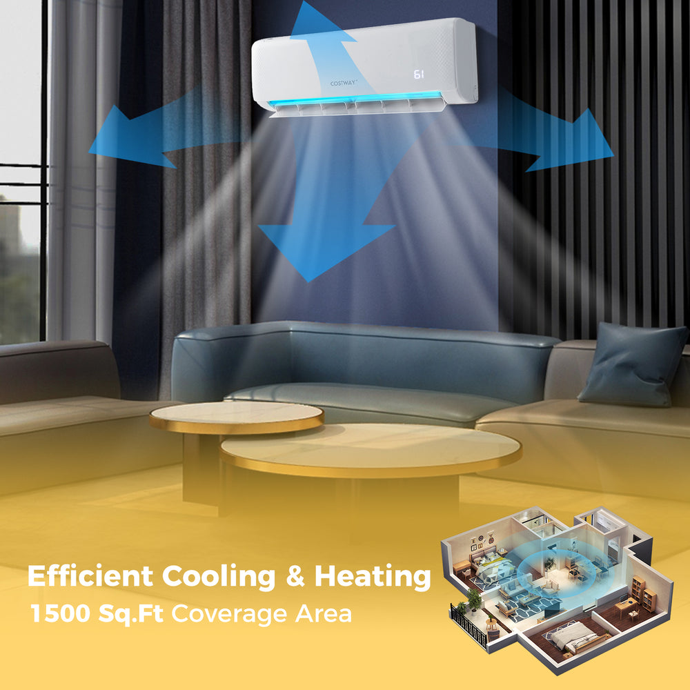 Costway Mini Split AC and Heater Airtural Series 24000 BTU 21 SEER2 Wi-Fi Enabled Energy Star Certified New