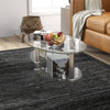 Tempered Glass Oval Side Coffee Table-Transparent - Gallery View 1 of 13