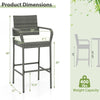 All-weather PE rattan bar chair with armrests, 30" seat height, and cushion for backyard or porch relaxation.