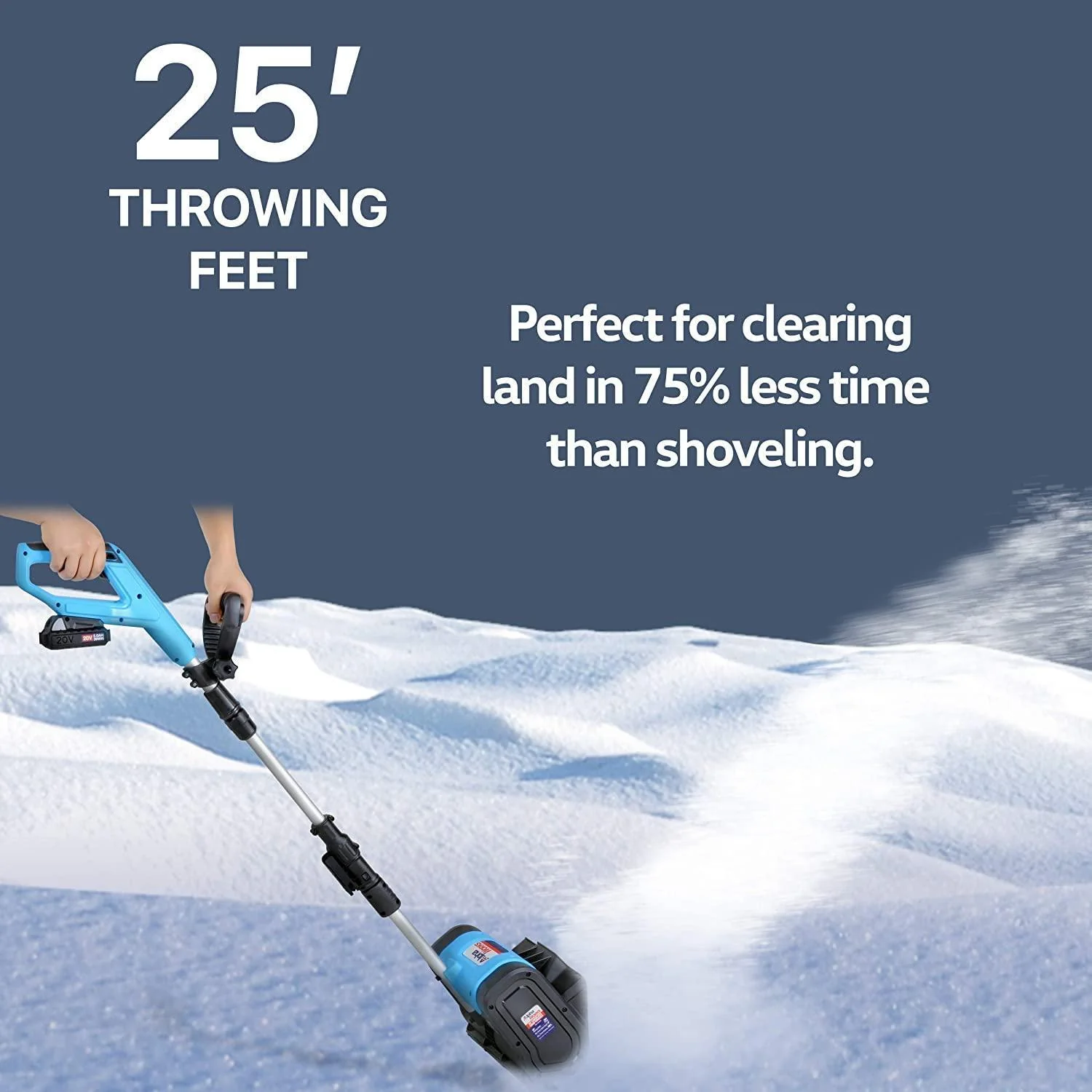  SuperHandy Snow Thrower/Power Shovel, Cordless Rechargeable DC  20V, Handheld, Lightweight
