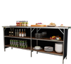 Aluminum portable picnic table with 2-tier open shelves, spacious tabletop, ideal for outdoor gatherings and easy.