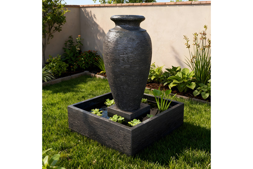 Exaco Amphora Outdoor Water Fountain 47" Tall with LED New
