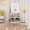 3-in-1 Art Easel for Kids with Magnetic Chalkboard and Whiteboard-Gray - Gallery View 1 of 9