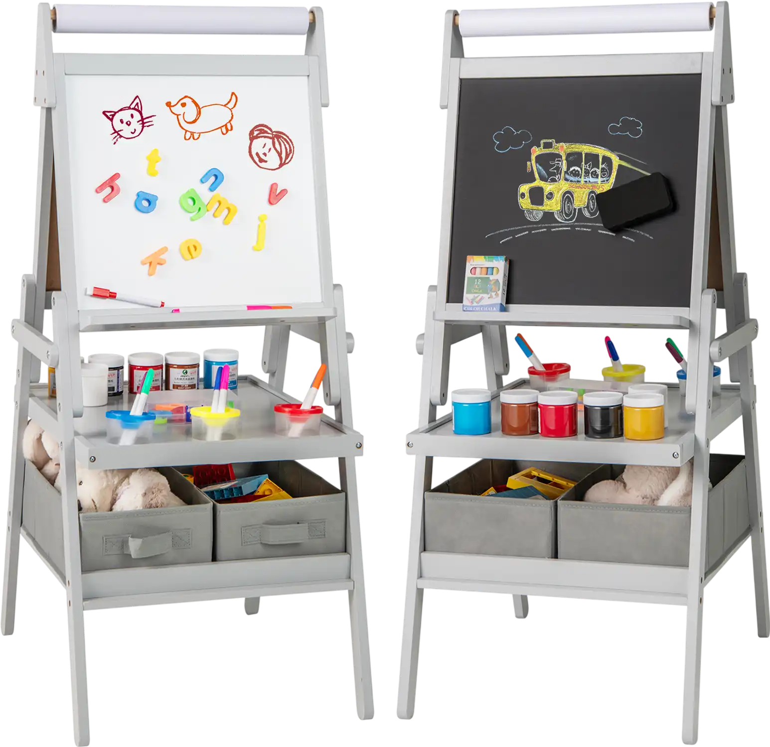 Costway Kids 3-in-1 Art Easel Magnetic Chalkboard Whiteboard 547693128 New
