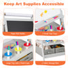 3-in-1 art easel featuring a magnetic chalkboard, whiteboard, and ample storage with paint cups and bins for kids'.