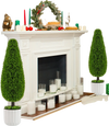 Teardrop-shaped artificial cedar bush in a white nursery pot, featuring lush green leaves for stylish home decor.