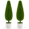 Teardrop-shaped 3-foot artificial cedar bushes in elegant white pots, perfect for home or office decor.