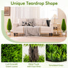 Teardrop-shaped artificial cedar bush with lush green leaves and a metal trunk, perfect for home or office decor.