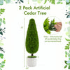 Teardrop-shaped 3 feet artificial cedar tree in a white nursery pot, perfect for home or office decor.