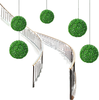 Two 19.5-inch faux boxwood topiary balls made of UV-proof PE material, enhancing indoor and outdoor spaces.