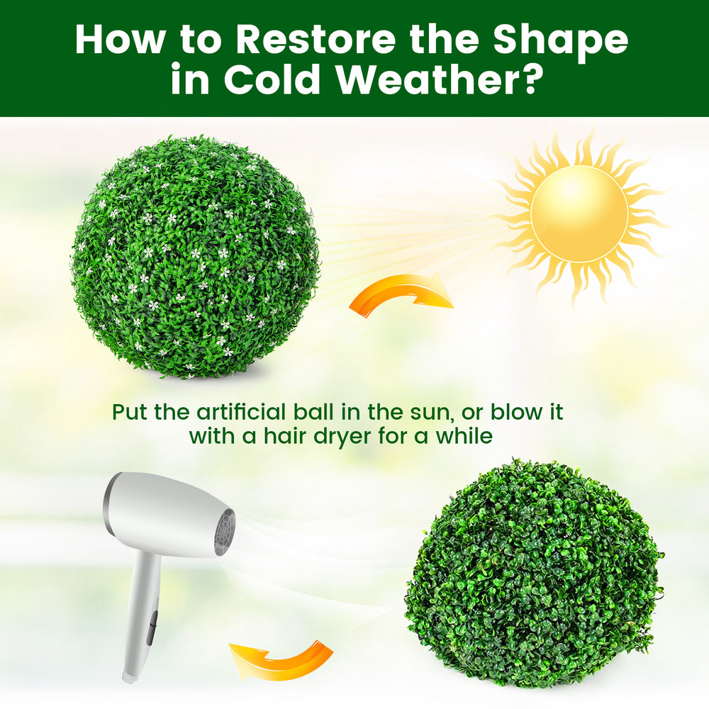 19.5-inch faux boxwood topiary ball with vibrant leaves, ideal for indoor or outdoor decoration and easy maintenance.