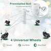 Close-up of the 4 universal wheels with brakes on the 7 FT artificial Xmas tree for easy movement and stability.