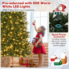 12 FT artificial Christmas tree with 800 warm white LED lights, showcasing lush branch tips for festive home decoration.