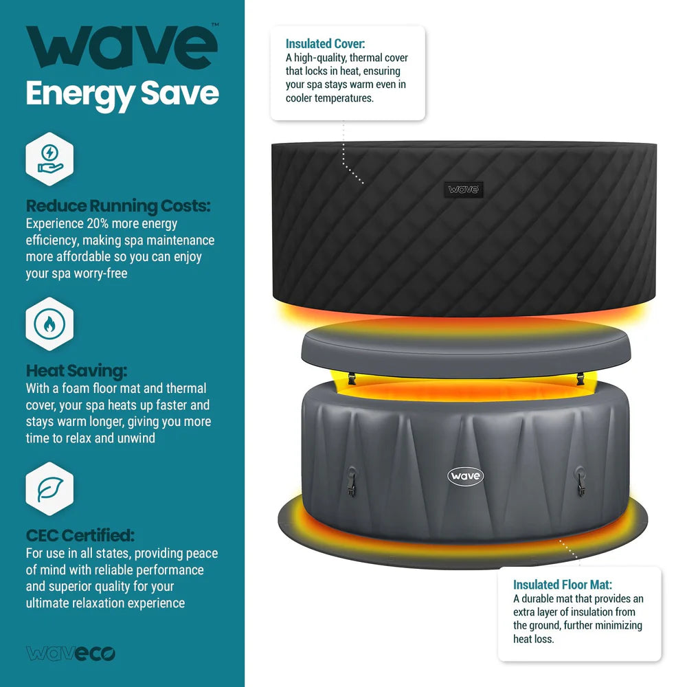 Wave Atlantic Inflatable Hot Tub 4-Person Round with Integrated Heater New