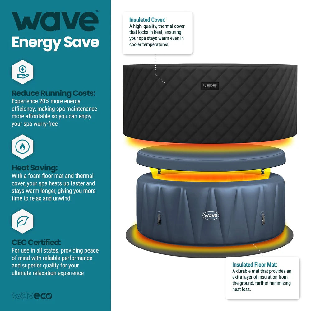 Wave Atlantic Inflatable Hot Tub 6-Person Round with Integrated Heater New