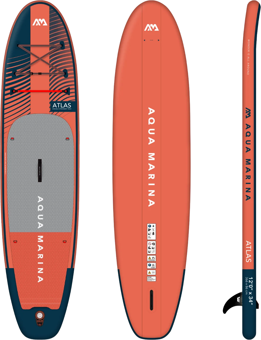 Aqua Marina BT-23ATP Atlas 12' Inflatable Stand Up Paddle Board All-Around Advanced Series New