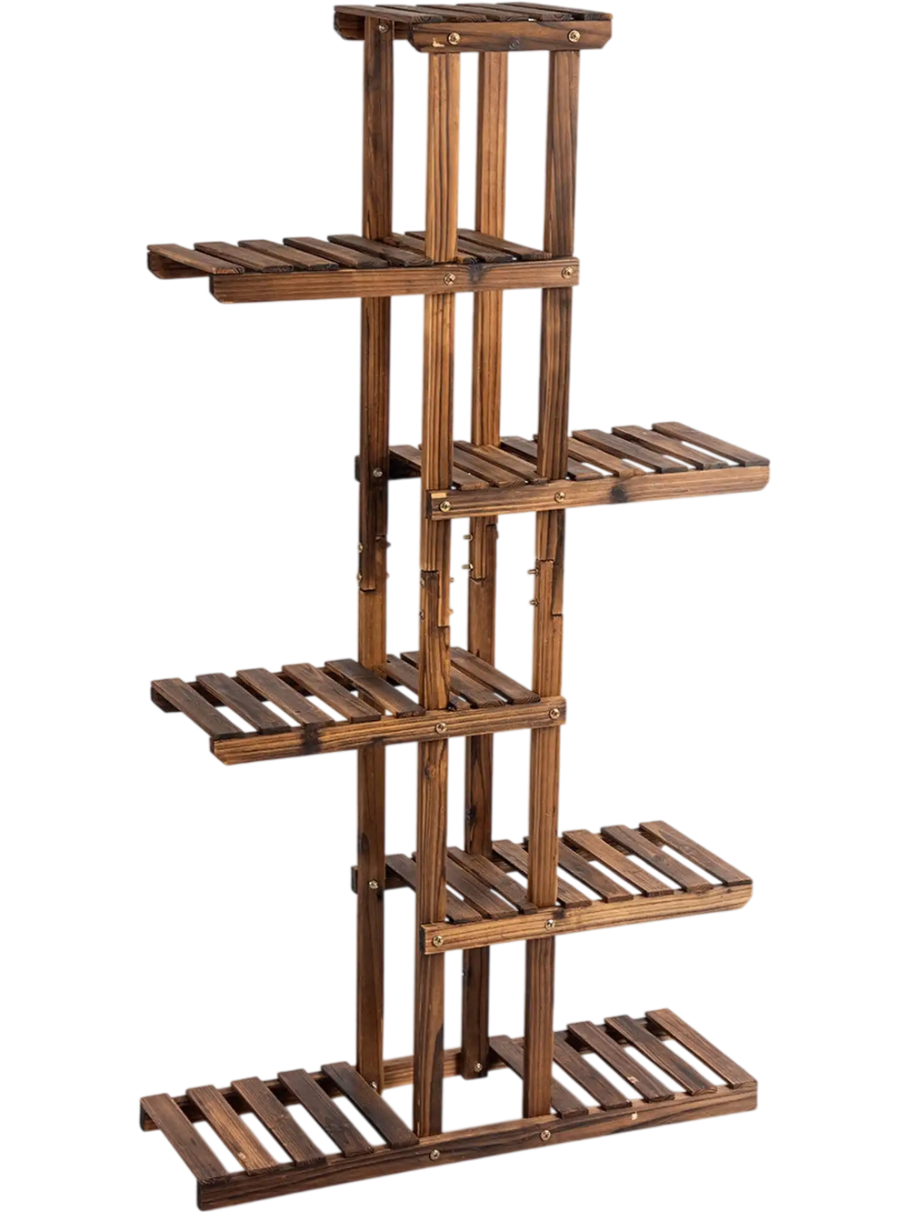 6 Tier Garden Wooden Shelf Storage Plant Rack Stand 
