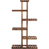 6-tier wooden plant rack with a hollow-out design, ideal for displaying flowers and potted plants indoors or outdoors.