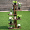 6-tier wooden plant rack with a unique high and low design, providing ample space for showcasing various potted plants.