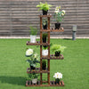 6-tier wooden plant rack featuring a multi-layer design, perfect for displaying plants and decorations in any outdoor.