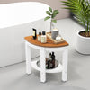 Heavy Duty Corner Shower Bench Stool with Storage Shelf for Shaving Legs-Brown - Gallery View 1 of 10