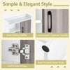 Close-up of the 4-tier toilet storage cabinet showcasing the anti-scratch foot pads and convenient cabinet handle.