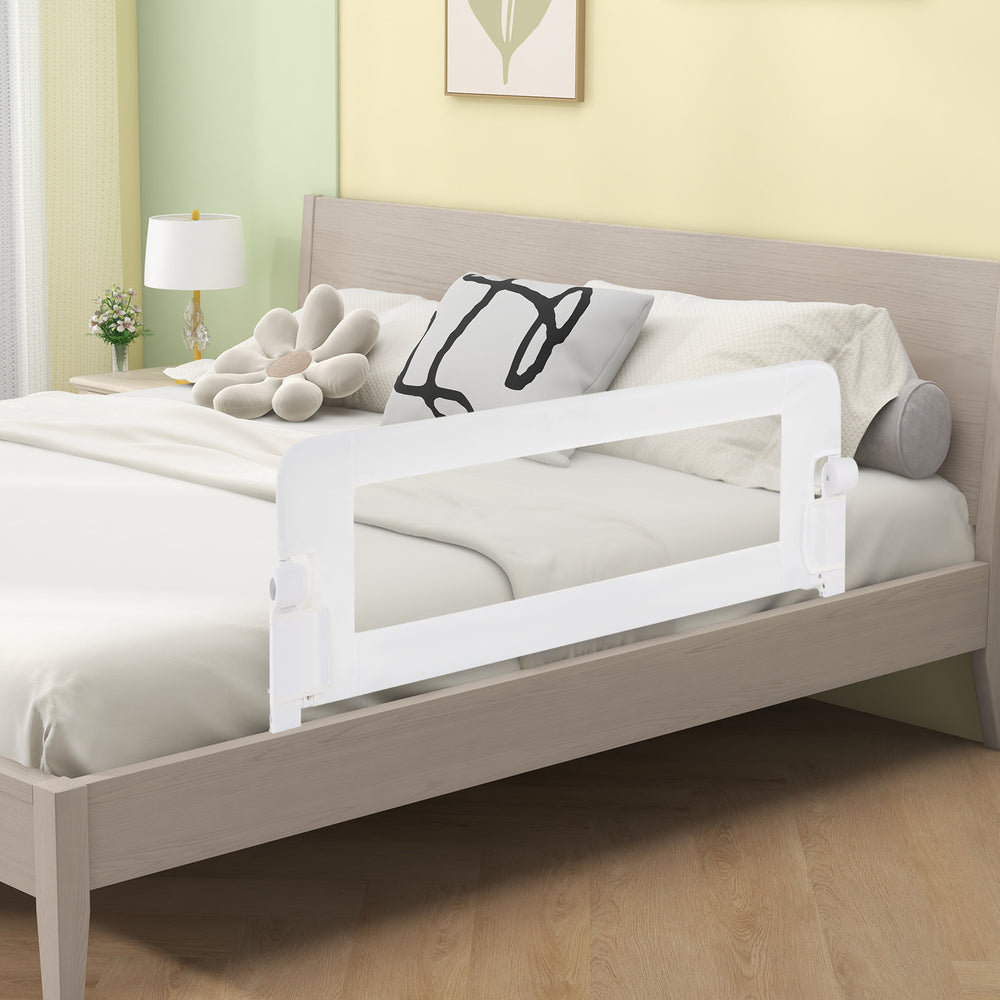 Foldable Bed Rail Swing Down Baby Bed Guard Rail-White - Gallery View 1 of 9